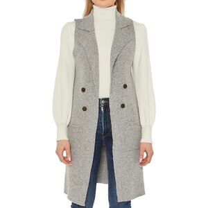 Love Tree Sleeveless Size Medium Long Sweater Vest Open Front Knit Cardigan